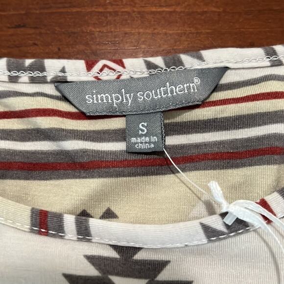 NWT Simply Southern Aztec Print Knit Dress Woman Size Small Mini Aline - Picture 5 of 9